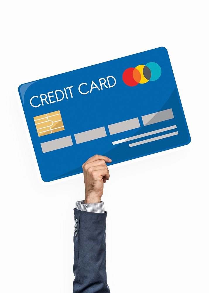 Hand holding credit card clipart