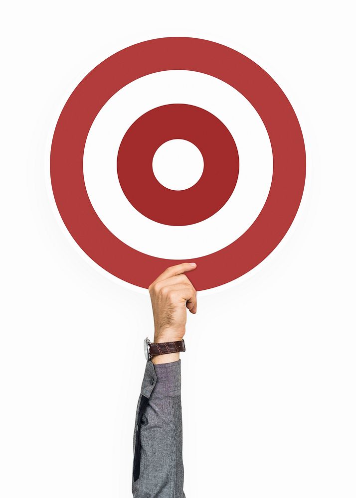 Hand holding a target icon clipart