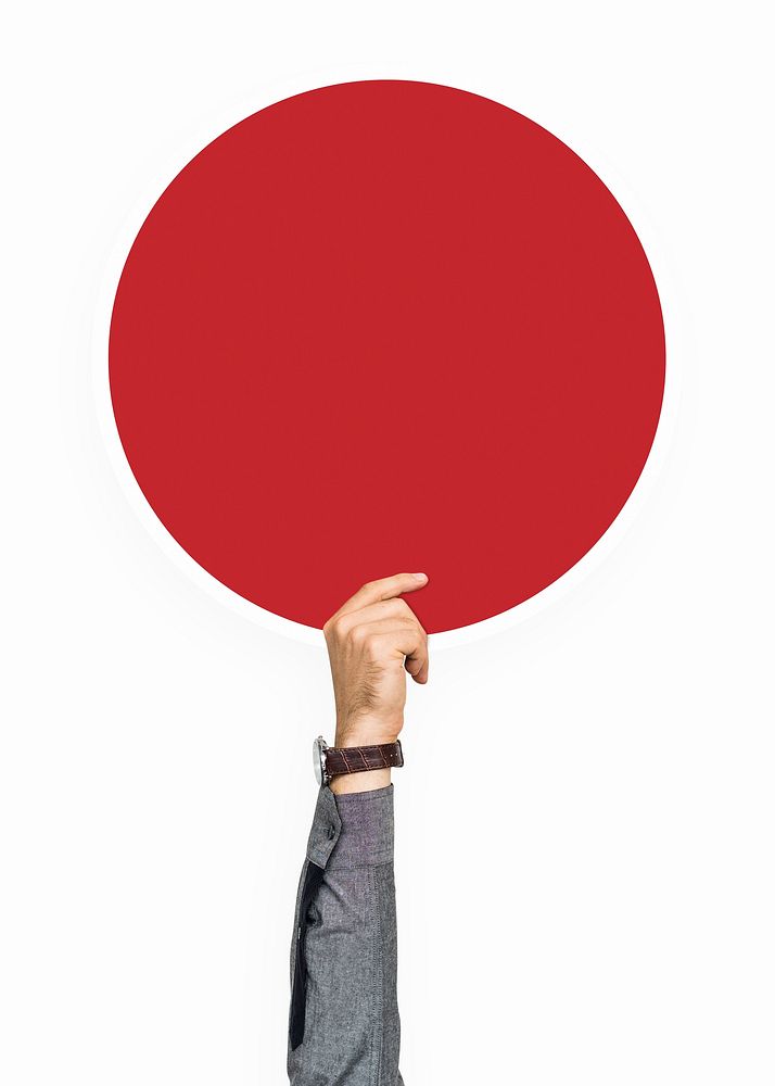 Hand holding a red circle clipart