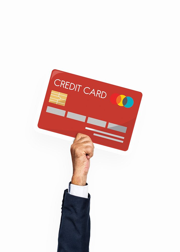 Hand holding credit card clipart