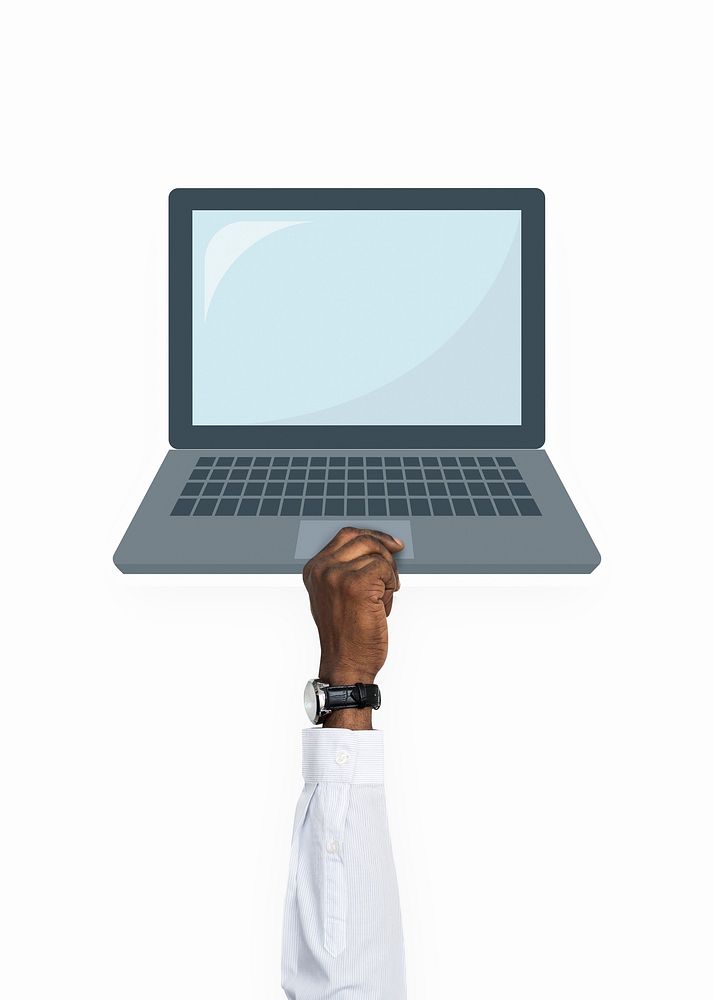 Had holding a laptop clipart