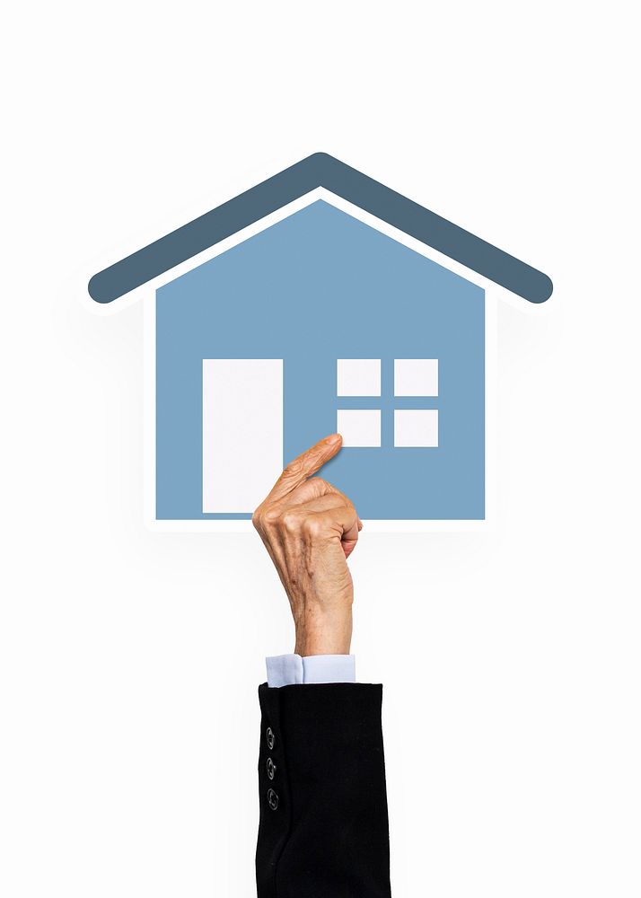 Hand holding a house icon clipart