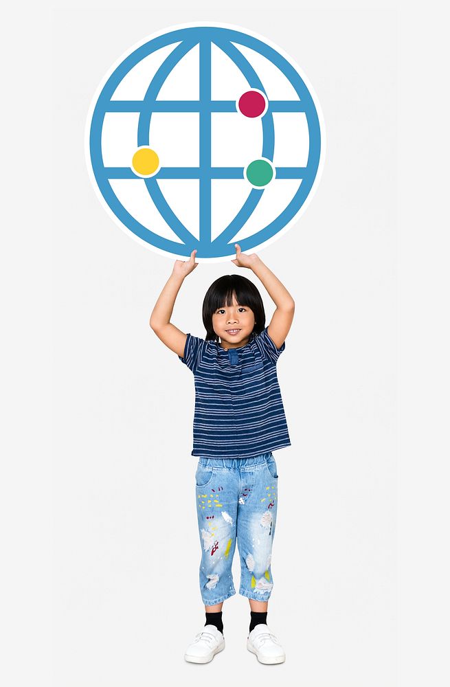 Happy boy holding a browser logo