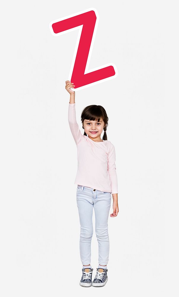 Happy girl holding the letter Z