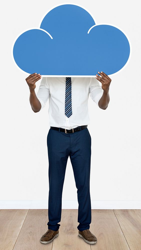 Businessman holding a cloud icon