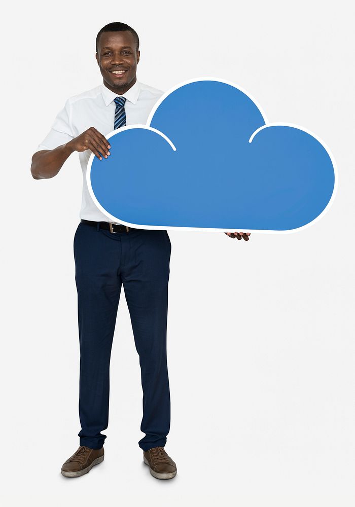 Businessman holding a cloud icon