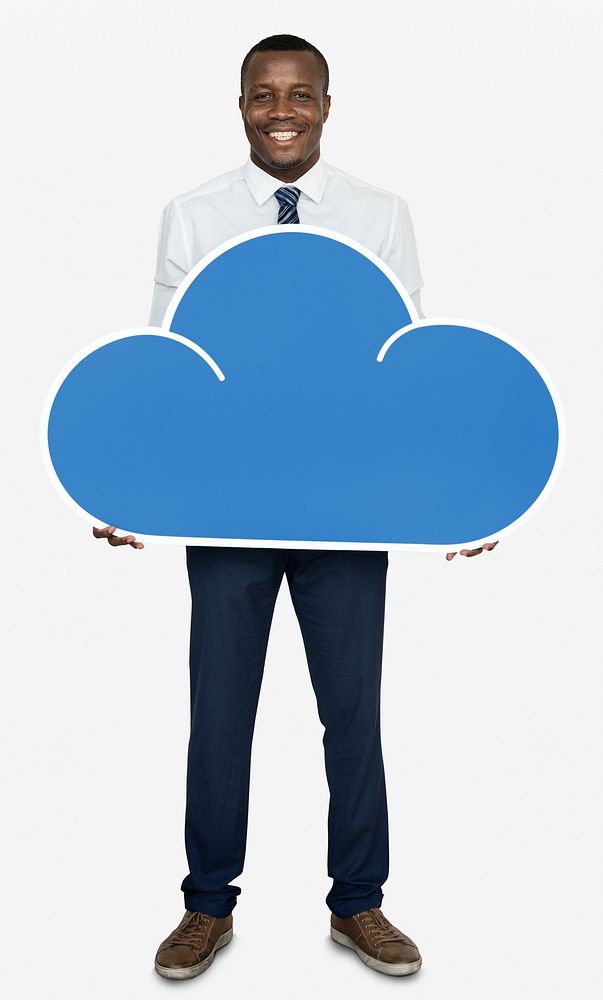 Businessman holding a cloud icon