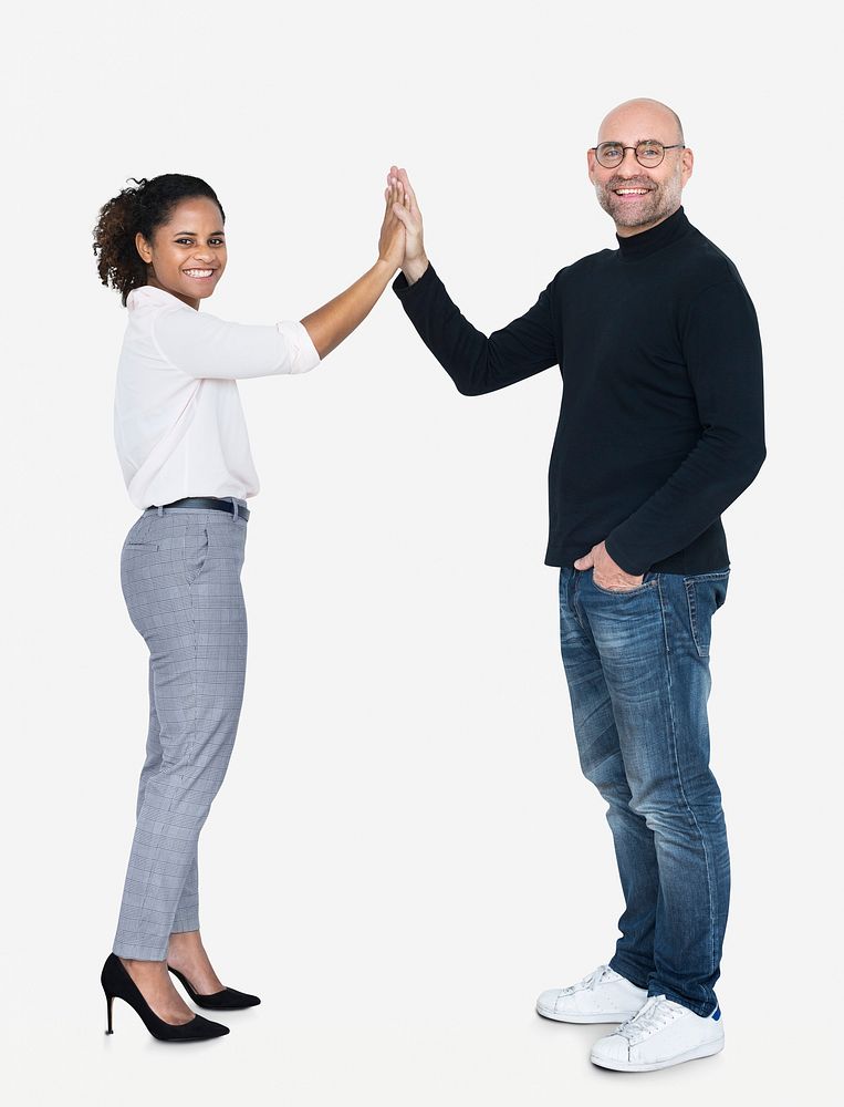 Business partners doing a high five