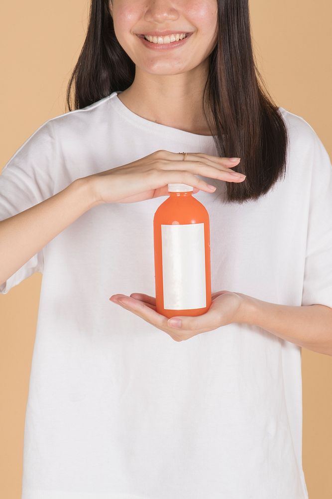 Carrot juice in a bottle