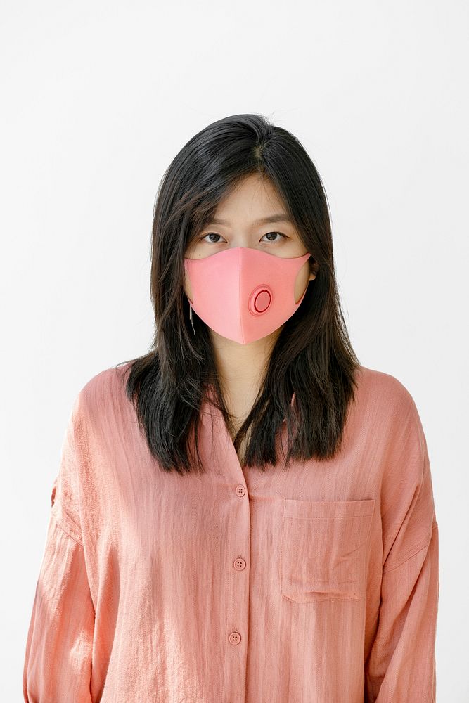 Korean woman wearing a face mask