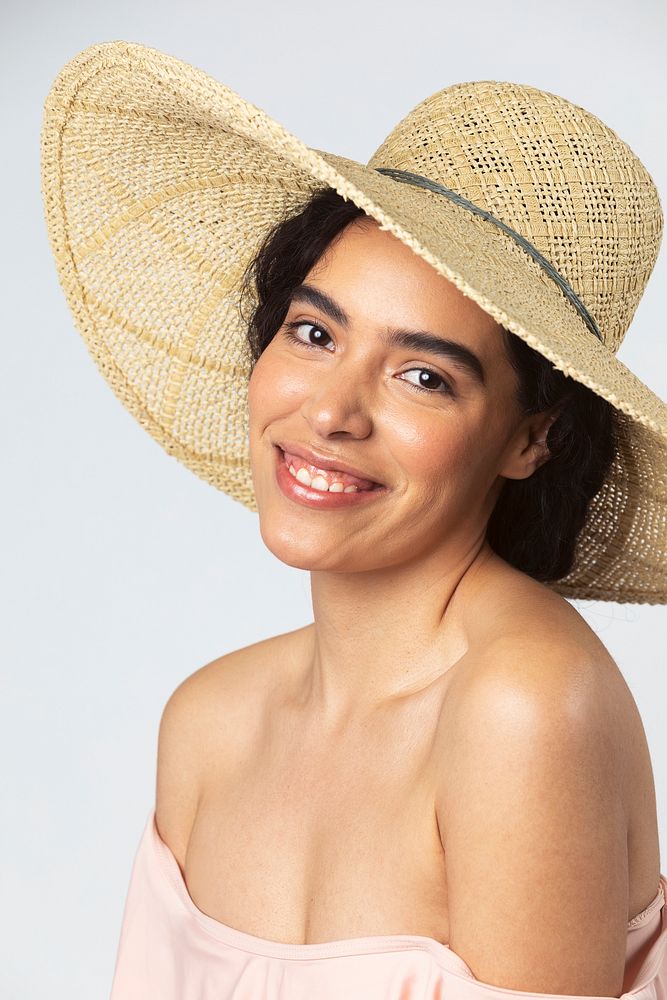 Beautiful adult woman wearing a hat