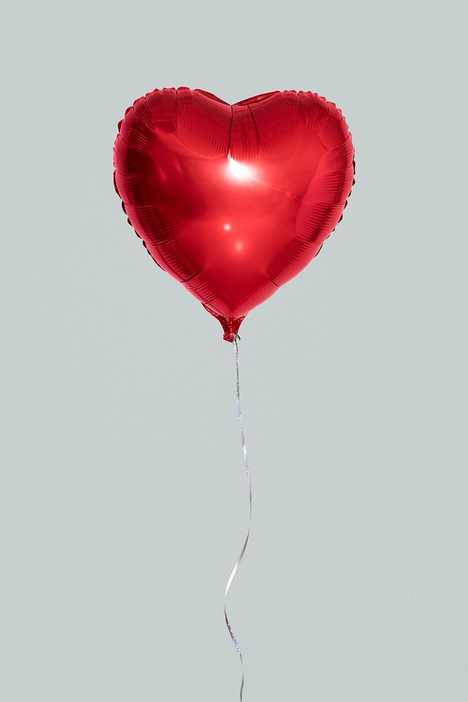 Heart shaped balloon mockup on a gray background