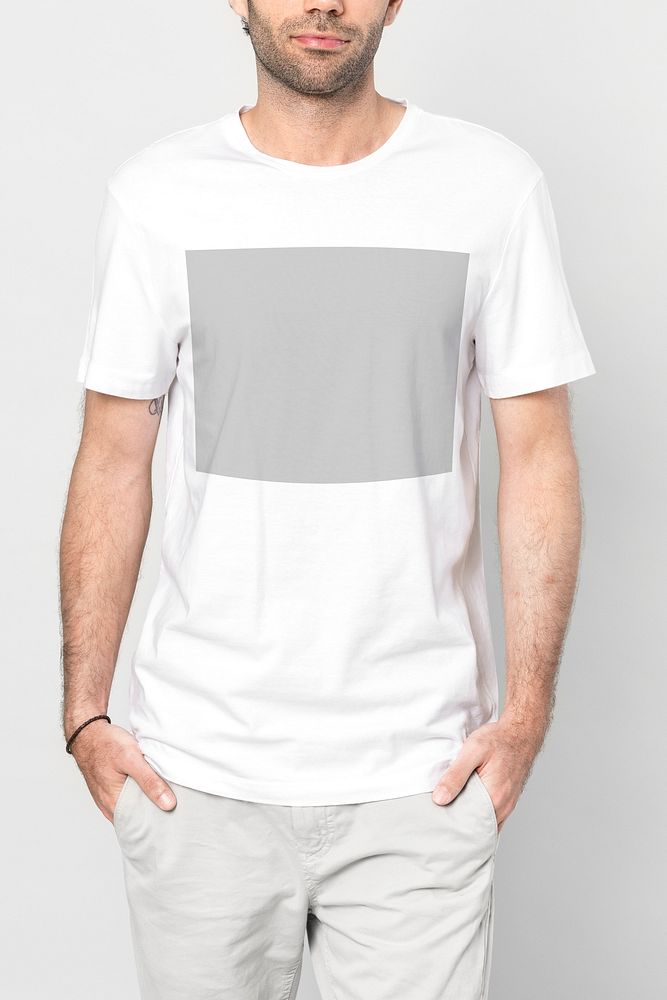 Slim man in a white t-shirt