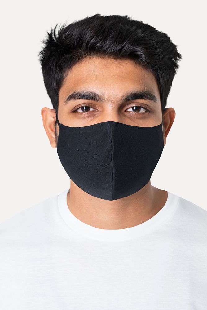 Indian man in black mask new normal fashion studio portrait