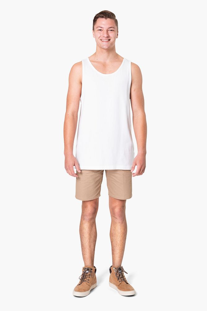 Tank top mockup psd and shorts men&rsquo;s summer apparel