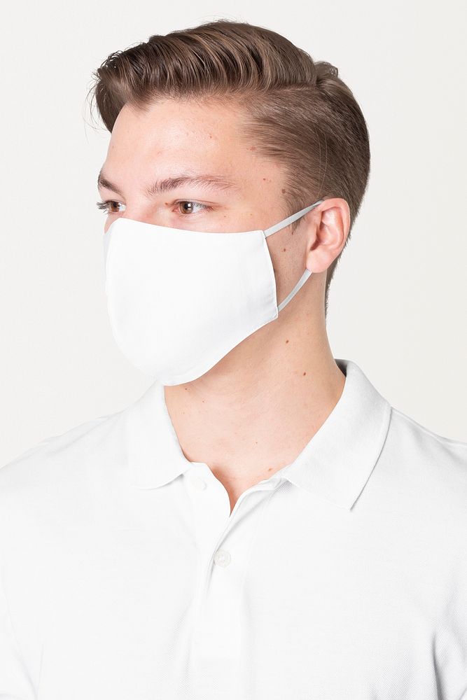 Basic white mask psd mockup for COVID-19 protection campaign