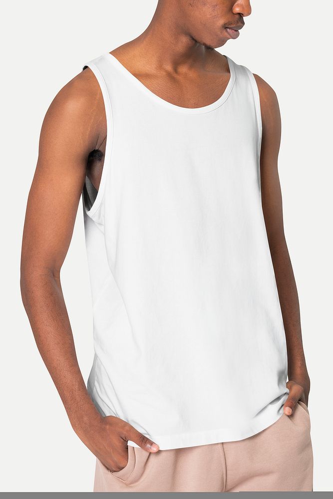 Man wearing basic white tank | Free Photo - rawpixel