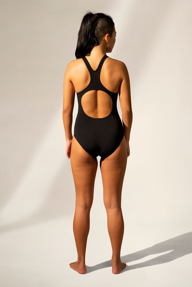 Woman in swimsuit mockup psd summer apparel full body