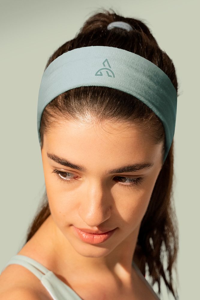 Headband mockup psd woman sport apparel shoot