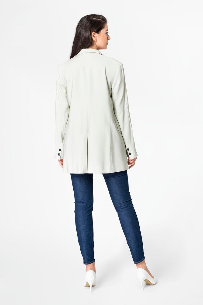 White women&rsquo;s coat outerwear casual fashion rear view