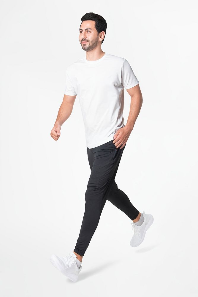 T-shirt mockup psd on running man sportswear fashion