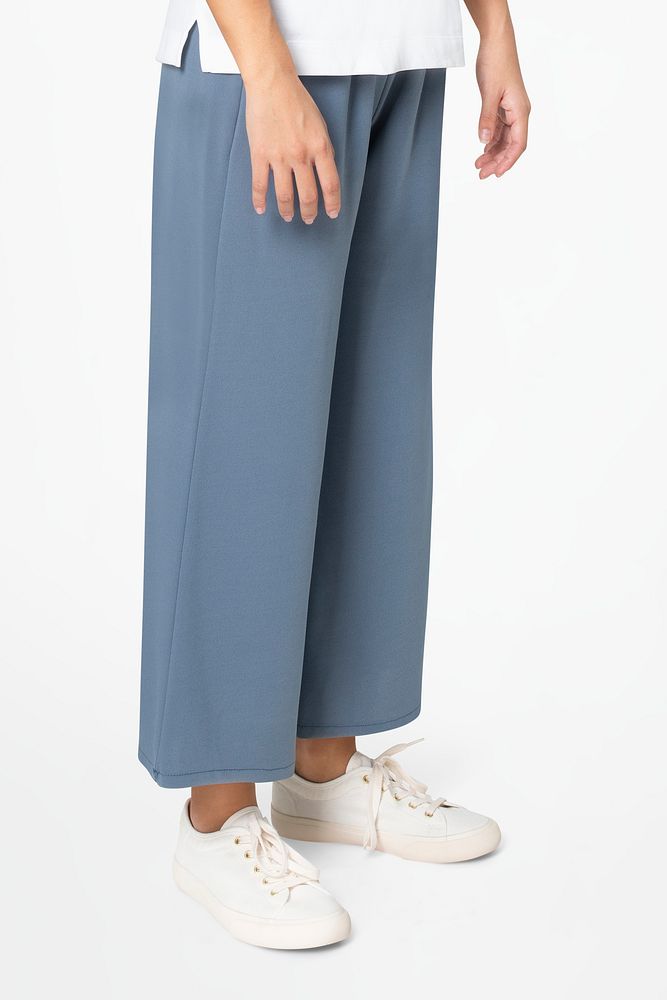Loose trousers mockup psd with a-line women&rsquo;s casual wear rear view