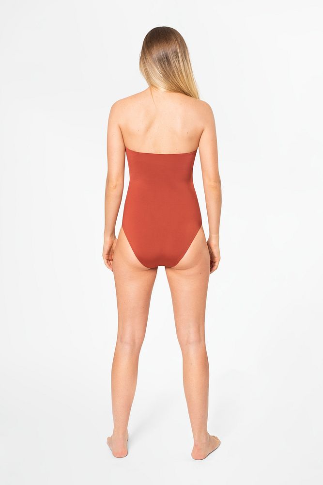 Swimsuit mockup psd strapless women&rsquo;s summer apparel rear view