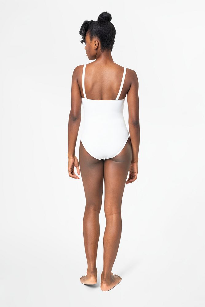 One-piece swimsuit psd mockup in white women&rsquo;s apparel 
