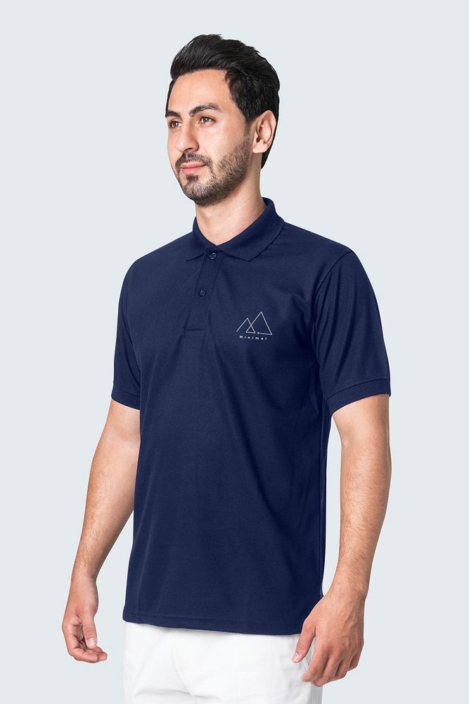 Polo shirt mockup psd with logo men’s casual business wear