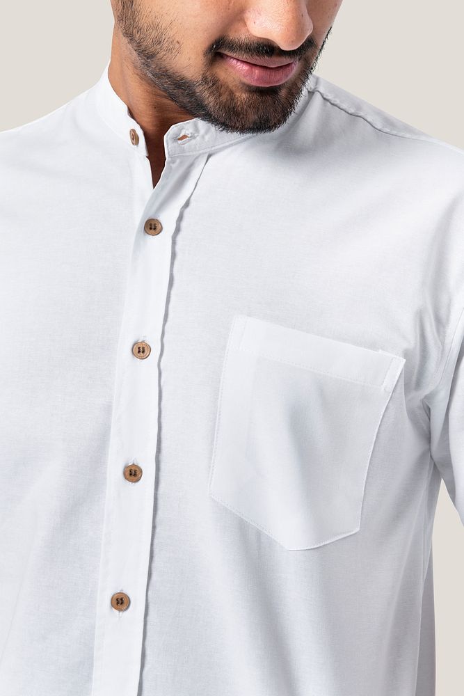 Handsome man in white shirt close up