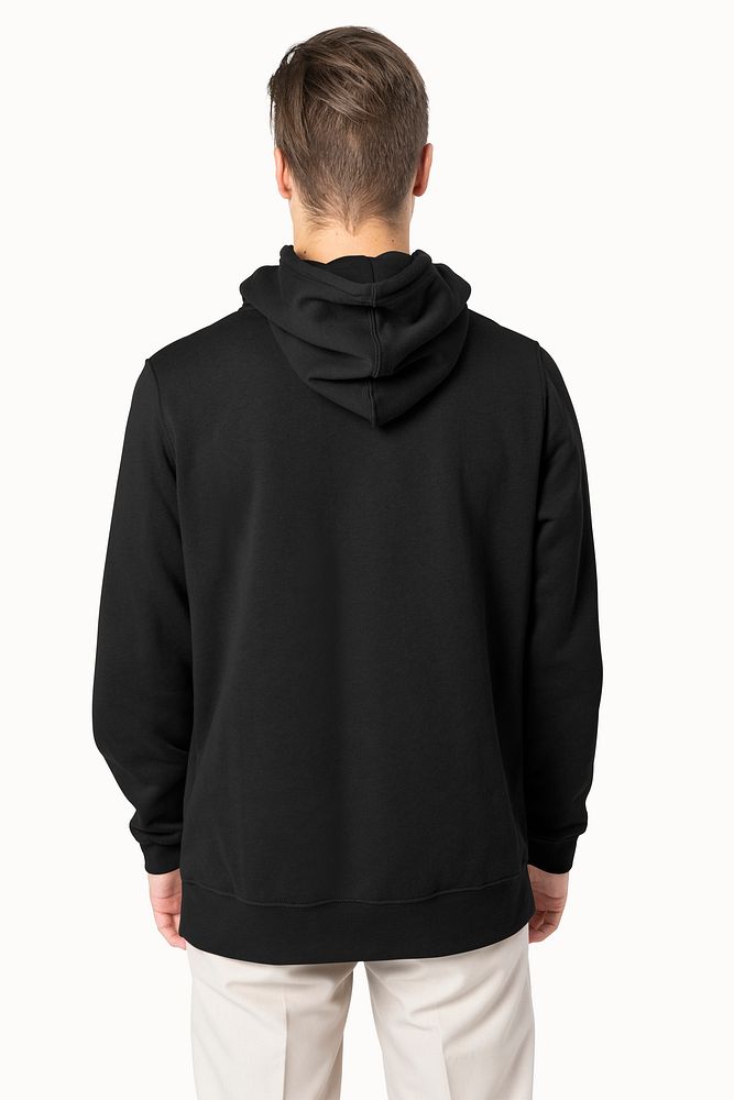 Winter apparel hoodie psd mockup men&rsquo;s fashion shoot rear view