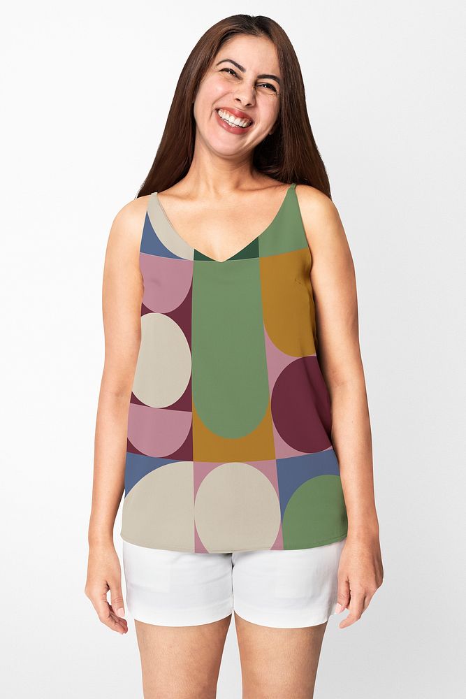 Patterned tank top mockup psd womenswear