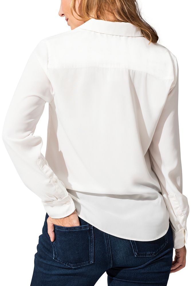 Long-sleeve shirt mockup psd womenswear rear view