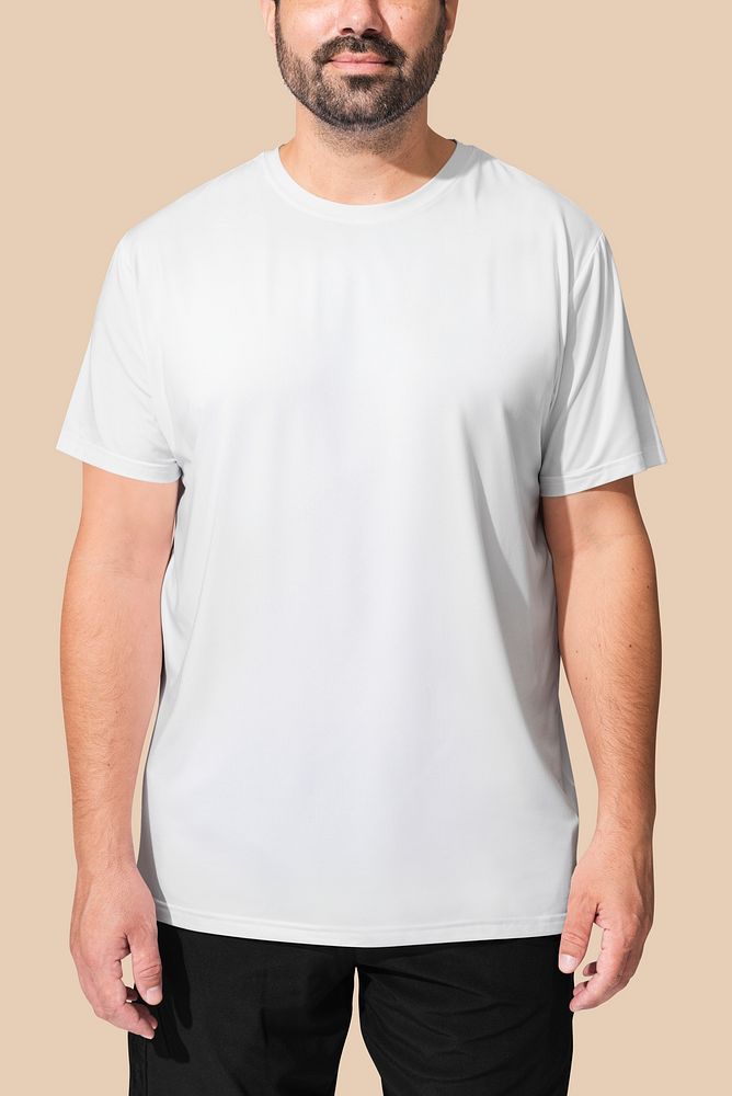 Man wearing minimal white t-shirt