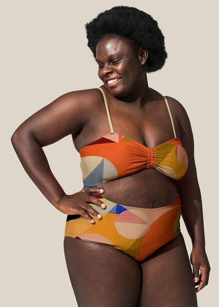 Bikini mockup psd on African American woman