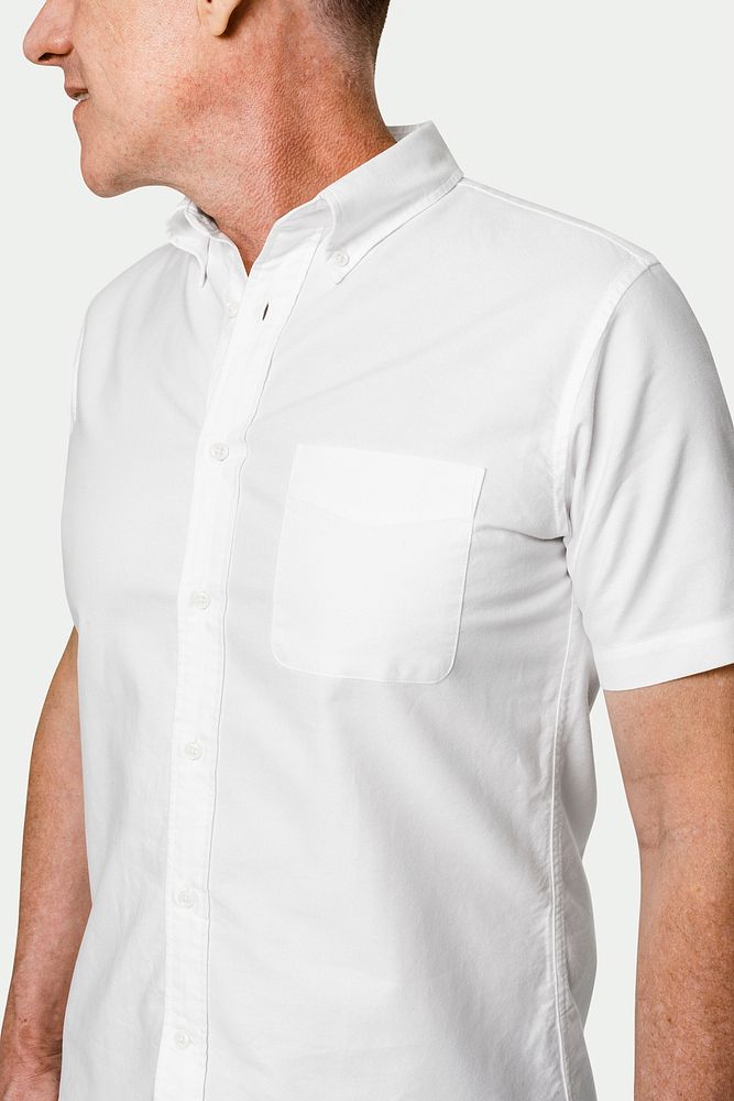 Man wearing white shirt close-up