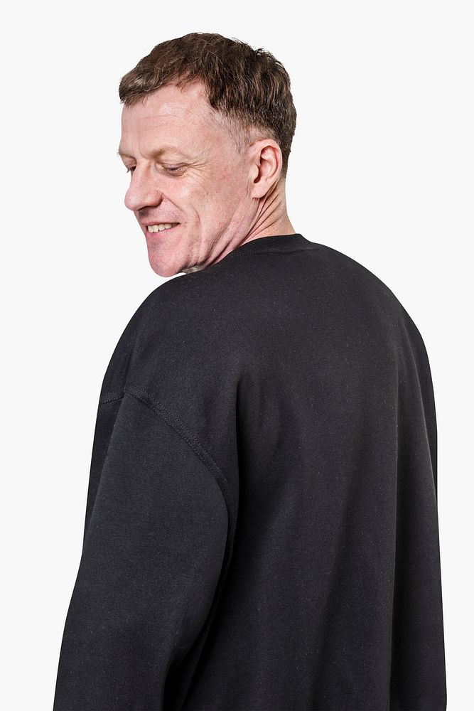 Black sweater mockup psd menswear rear view