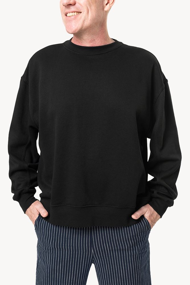 Black sweater mockup psd menswear front view