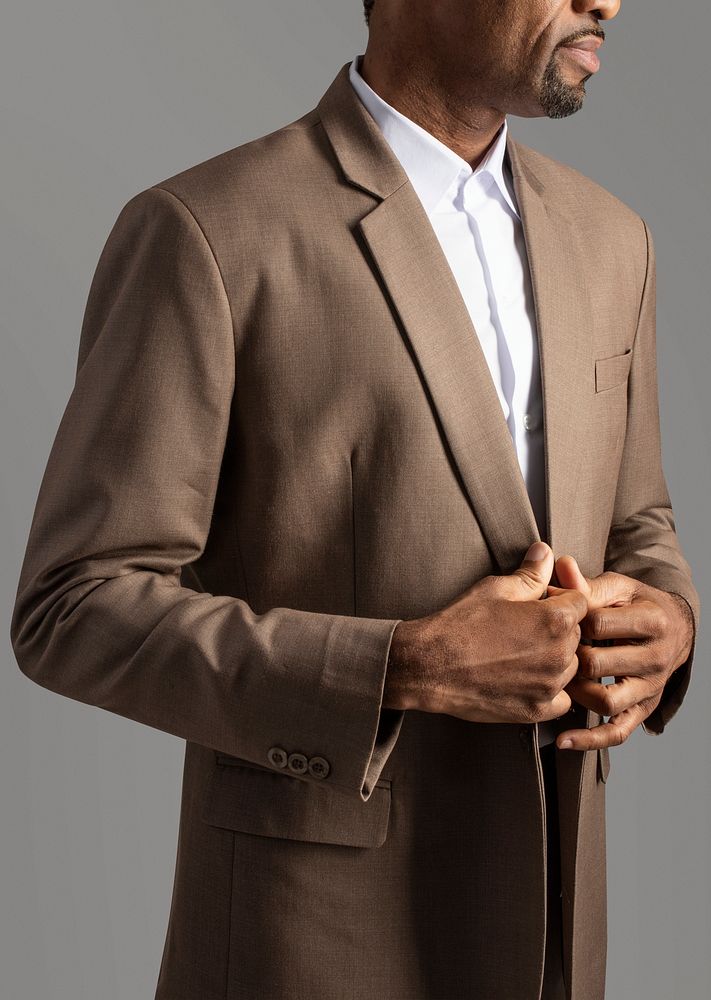 Brown suit mockup psd on African American man 