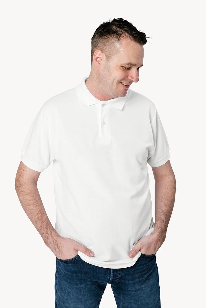 White polo shirt mockup psd men&rsquo;s apparel front view