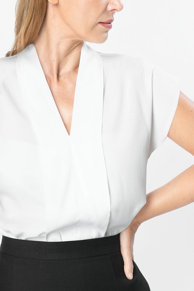 Formal white t-shirt mockup psd on business woman