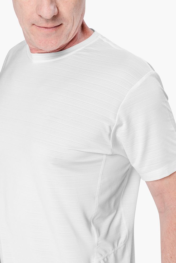 White t-shirt mockup psd menswear close-up