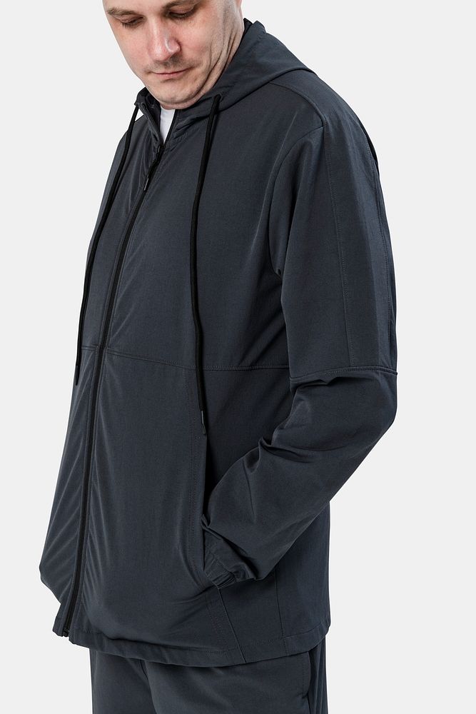 Man wearing black co-ord sportswear 