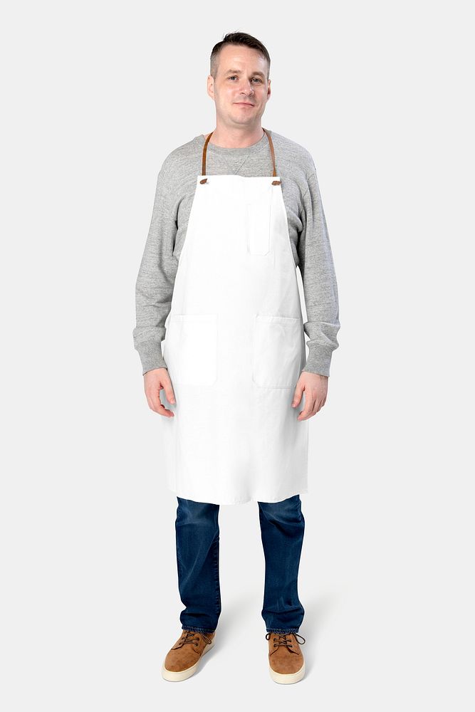 Man wearing apron mockup psd