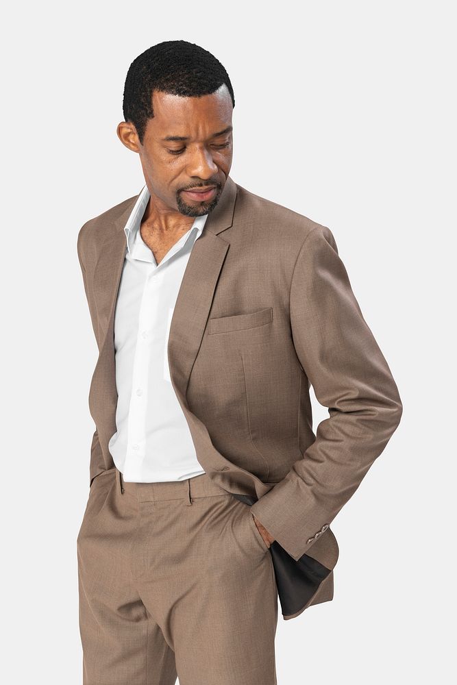 Brown suit mockup psd on African American man