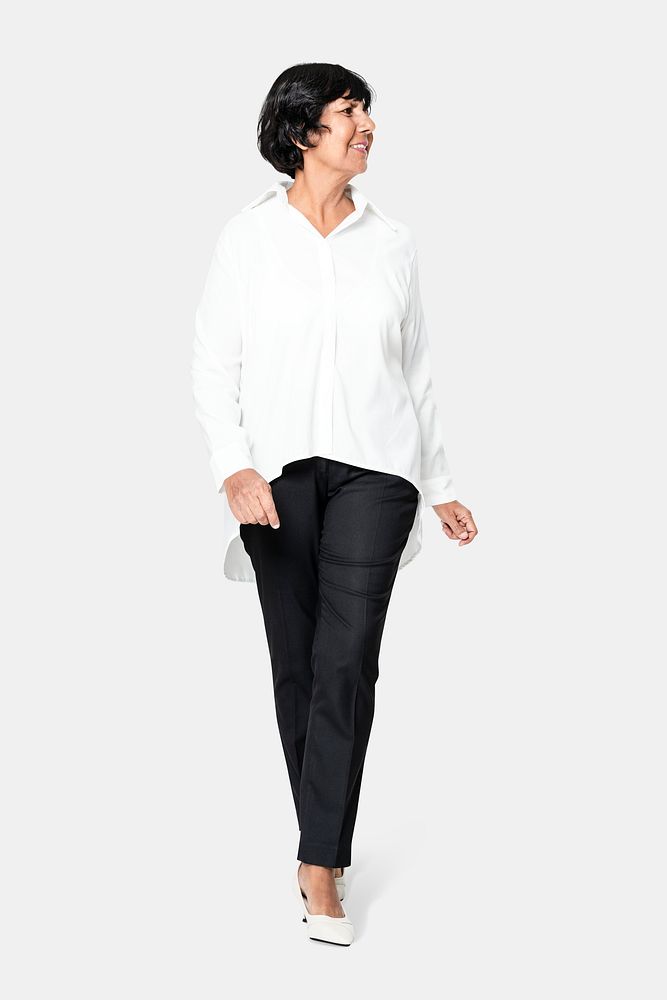 Women&rsquo;s white oversized shirt fashion and black pants