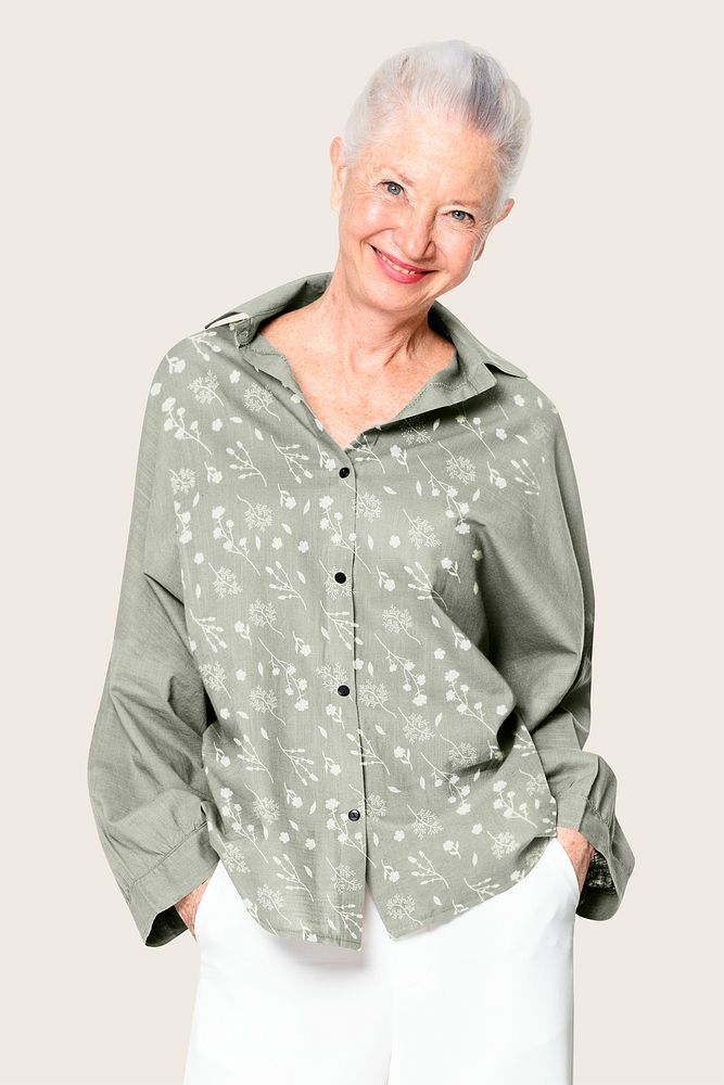 Green floral shirt psd mockup fashion