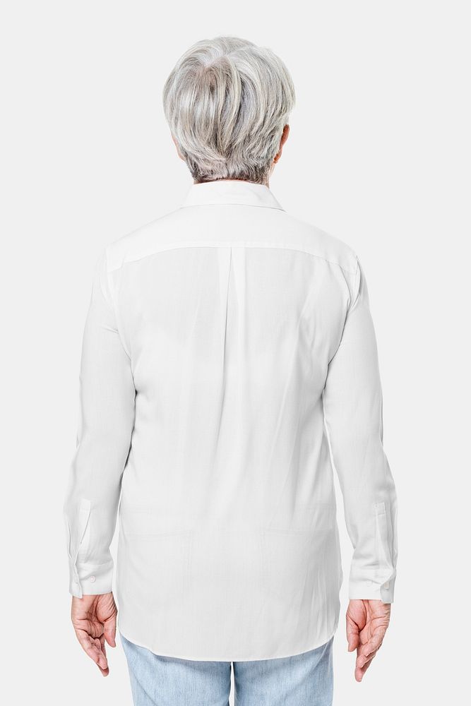 Women’s white shirt psd mockup business fashion rear view