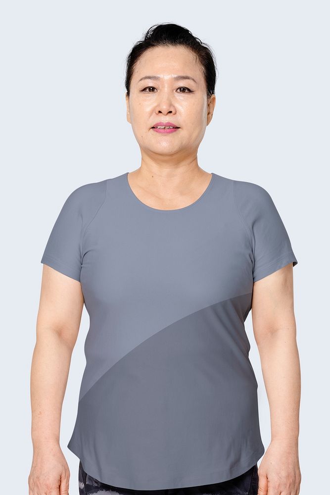 Women’s blue t-shirt mockup psd size inclusive apparel