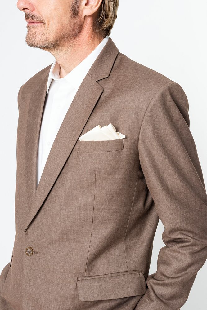 Brown business suit mockup psd formal attire men’s apparel